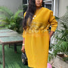Sanzhai Pleated Plus Size Summer Fashionable Stylish Round Neck Long Sleeve Loose Long Dress