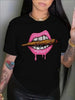 Women’s Lips Print Crew-Neck Tee by FitiqueFit
