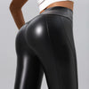 Women’s Patchwork Leather Pants for Running, Fitness and Yoga by FitiqueFit