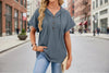 Women's Waffle Knit Hooded Short-Sleeve Top – Drawstring Button Pullover by FitiqueFit
