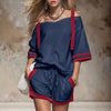 Women's Summer Contrast Color-Block Patchwork Shorts Set – 2-Piece by FitiqueFit