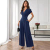 Three-Quarter Sleeve Pleated Wide-Leg Jumpsuit | 2 Colors S–XL by FitiqueFit