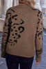 Camel Asymmetric Leopard Print Detail Drop Shoulder Sweater by Wild and Free Boutique