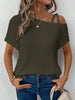 Asymmetrical Neck Short Sleeve T-Shirt by Simply Love
