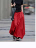 Women's High-Waist Flared Maxi Skirt – Solid Color Cotton Linen with Pockets by FitiqueFit