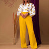 Printed Floral Lace-Up Top & Wide-Leg Pants Set – 4 Colors, S–3XL by FitiqueFit