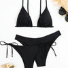 Essential Edge 3-Piece Bikini Set for Women – Solid Color High-Cut Triangle Top Two-Style Bottoms with Side Lace-Up Design & Quick-Drying Comfort – Versatile Women's Swimwear for Summer Pool Beach & Travel by Stevvex