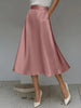 Women's Satin Solid Color Mid-Length Skirt – Slight Stretch by FitiqueFit