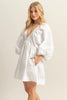 New Plunge Balloon Sleeve Poplin Mini Dress with Pockets For Summer Bold, Elegant, Sexy, Trendy, and Practical with Dramatic Balloon Sleeves and Plunging Neckline for a Fashion-Forward Look by Stevvex