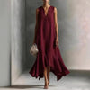 Women's Deep V-Neck Sleeveless Asymmetrical Maxi Dress – Patchwork by FitiqueFit