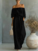 Women's Off-Shoulder Long-Sleeve Top & Wide-Leg Pants Two-Piece Set by FitiqueFit