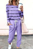 Women's Long Sleeve T-Shirt & Pencil Pants Set – Loose Fit, Striped & Solid by FitiqueFit