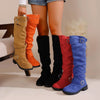 Pleated Flat-Bottom Western Cowboy Boots with Belt Buckle by FitiqueFit
