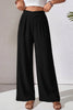 Color black Solid Color Textured Crossed Waist Loose Pants by Wild and Free Boutique