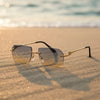 Gold Frame Cheetah Rimless Sunglasses – INS Hip-Hop Style by FitiqueFit