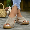 Women's Platform Roman Sandals | Open Toe Velcro Beach Sandals by FitiqueFit