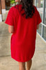 Fiery Red Sequin Trim Stars and Stripes Bow Patched T Shirt Mini Dress by Wild and Free Boutique