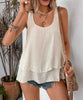 Women's Sleeveless Ruffle Hem Camisole Top – Loose Fit, Patchwork Detail by FitiqueFit