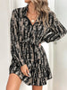 Dark Navy Printed Long Sleeve Mini Dress Elegant & Stylish Dress For Every Occasion by Stevvex