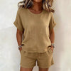 Solid-Color T-Shirt & Shorts Set – Cotton Linen, 10 Colors by FitiqueFit