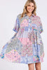 Pink Multicolor Floral Collared Neck Half Sleeve Mini Shirt Dress Feminine Floral Print Dress for Women by Stevvex