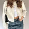 Women's Solid Color Long Sleeve Baseball Jacket by FitiqueFit