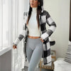 Plaid Hooded Sherpa-Lined Long Coat with Pockets by FitiqueFit