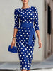 Women's Retro Polka-Dot Bodycon Midi Dress – Belted Cross-Tie by FitiqueFit