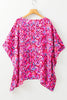 Pink Abstract Print V Neck Half Sleeve Loose Fit Tunic Blouse by Wild and Free Boutique