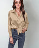 Women’s Satin Lapel Button-Down Blouse by FitiqueFit