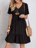 Classic Full Size V-Neck Short Sleeve Dress Casual & Comfortable Dress for Women by Stevvex