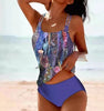 Retro Split High Waist Bikini Beach Print Strap Swimsuit