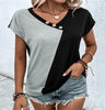 Women's Color-blocked Casual Short Sleeve Top by My Store