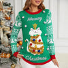 Jacquard Pullover Christmas Cartoon Kitten Embroidered Sweater for Women by FitiqueFit