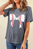 Black Baseball Bowknot Graphic Casual Tee by Wild and Free Boutique