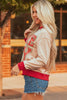 White GAME DAY Letter Graphic Varsity Striped Detail Baggy Sweatshirt by Wild and Free Boutique