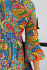 Paisley Print Round Neck Three-Quarter Sleeve Dress