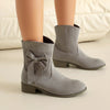 Low Heel Suede Large Size Sweet Bow Casual Boots by FitiqueFit