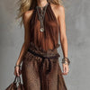 Leopard Print Sheer Wide-Leg Pants & Sleeveless Tank Top Set by FitiqueFit