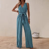 Women's Strap High-Waist Sleeveless Jumpsuit – Ice Silk Casual Wide-Leg by FitiqueFit