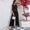 Women's Resort-Style Hollow-Out Tank Top & Pants Set – 2-Piece with Pockets by FitiqueFit