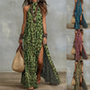 Women's Printed Scarf-Style Maxi Dress – Sleeveless, Split, Loose Boho by FitiqueFit
