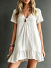 Women's V-Neck Short-Sleeve Midi Dress – Ice Silk Crepe Loose Casual by FitiqueFit