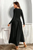 Ruched Round Neck Long Sleeve Dress Chic & Figure-Flattering Dress For Women Luxury Black Dress by Stevvex