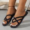 Flat Strappy Cross-Strap Beach Sandals – Black Strappy Flat Sandals by FitiqueFit