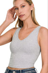 Zenana Cotton V-neck Cropped Cami Top