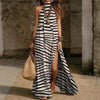 Women's Printed Halterneck Split Maxi Dress – Loose Fit Sleeveless by FitiqueFit