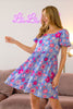 BiBi Floral Puff Sleeve Mini Dress