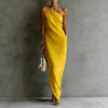 Women's Satin Off-Shoulder Slim-Fit Maxi Dress by FitiqueFit