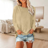 Women's Solid-Color Long-Sleeve Crew-Neck Pullover T-Shirt by FitiqueFit